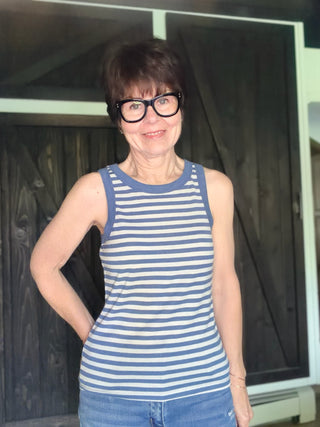 Select Striped Tank - Calpyso Blue Indigo-Tops CasualZ Supply Select Striped Tank – Calypso Blue Indigo | VerClare Boutique-Shop the Z Supply Select Striped Tank in Calypso Blue Indigo — airy knit jersey, bra-friendly straps, fitted silhouette. Free US shipping on eligible orders.-VerClare Boutique