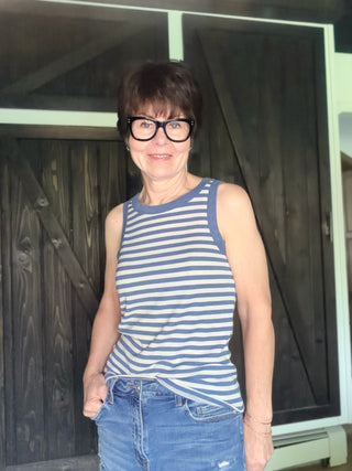 Select Striped Tank - Calpyso Blue Indigo-Tops CasualZ Supply Select Striped Tank – Calypso Blue Indigo | VerClare Boutique-Shop the Z Supply Select Striped Tank in Calypso Blue Indigo — airy knit jersey, bra-friendly straps, fitted silhouette. Free US shipping on eligible orders.-VerClare Boutique