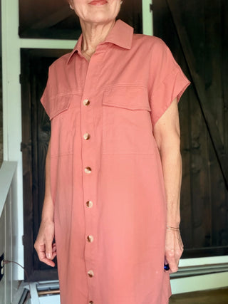 Trudy Utility-Inspired Mini Dress-Dresses & RompersRose Meadow Utility Mini Dress – Airy Cotton Style | VerClare Boutique-Shop the Transitional Utility-Inspired Airy Mini Dress in Rose Meadow. Button-down front, pockets, relaxed fit — effortless everyday style.-VerClare Boutique