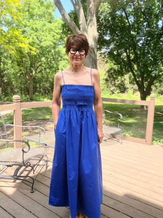 Cornelia Poplin Maxi Dress - Nautical-Dresses & RompersZ Supply Cornelia Poplin Maxi Dress – Nautical | VerClare Boutique-Shop the Z Supply Cornelia Poplin Maxi Dress in Nautical. Smocked bodice, square neckline, side pockets, lightweight cotton poplin. Sizes XS–L.-VerClare Boutique