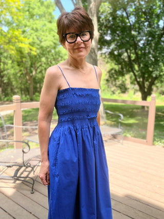 Cornelia Poplin Maxi Dress - Nautical-Dresses & RompersZ Supply Cornelia Poplin Maxi Dress – Nautical | VerClare Boutique-Shop the Z Supply Cornelia Poplin Maxi Dress in Nautical. Smocked bodice, square neckline, side pockets, lightweight cotton poplin. Sizes XS–L.-VerClare Boutique