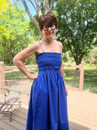 Cornelia Poplin Maxi Dress - Nautical-Dresses & RompersZ Supply Cornelia Poplin Maxi Dress – Nautical | VerClare Boutique-Shop the Z Supply Cornelia Poplin Maxi Dress in Nautical. Smocked bodice, square neckline, side pockets, lightweight cotton poplin. Sizes XS–L.-VerClare Boutique