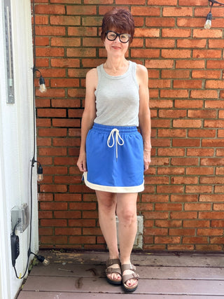 Rylan Knit Mini Skirt - Cobalt Blue-BottomsSHE + SKY Rylan Knit Mini Skirt - Cobalt Blue | VerClare Boutique-Shop the SHE + SKY Rylan Knit Mini Skirt in Cobalt Blue. Soft stretch knit, contrast hem, elastic waist, functional pockets, mini length. Sizes S–L.-VerClare Boutique