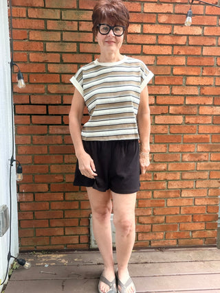 Francesca Multicolor Stripe Knit Top - Cream Multi-Tops Basic PrintThe Workshop Francesca Multicolor Stripe Knit Top - Cream Multi | VerClare Boutique-Shop The Workshop Francesca Multicolor Stripe Knit Top in Cream Multi. Soft cotton-blend knit, crew neck, multicolor stripes, relaxed everyday fit. Sizes S–L.-VerClare Boutique