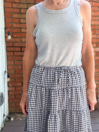 Zaria Gingham Tiered Maxi Skirt-BottomsRaisonnel Zaria Gingham Tiered Maxi Skirt | VerClare Boutique-Shop the Raisonnel Zaria Gingham Tiered Maxi Skirt. Lightweight woven, gingham check, multi-tiered puff design, elastic waist, fully lined. Sizes S–L.-VerClare Boutique