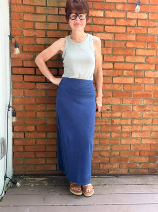 Gail Jersey Denim Midi Skirt - Indigo-BottomsZ Supply Gail Jersey Denim Midi Skirt - Indigo | VerClare Boutique-Shop the Z Supply Gail Jersey Denim Midi Skirt in Indigo — soft 100% cotton jersey knit with a body-skimming silhouette, elastic waist, and mineral wash finish. Free US shipping.-VerClare Boutique