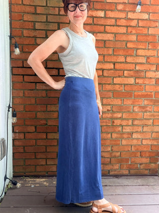 Gail Jersey Denim Midi Skirt - Indigo-BottomsZ Supply Gail Jersey Denim Midi Skirt - Indigo | VerClare Boutique-Shop the Z Supply Gail Jersey Denim Midi Skirt in Indigo — soft 100% cotton jersey knit with a body-skimming silhouette, elastic waist, and mineral wash finish. Free US shipping.-VerClare Boutique
