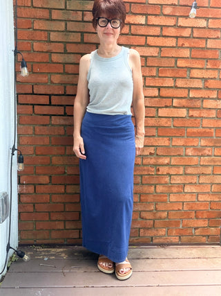 Gail Jersey Denim Midi Skirt - Indigo-BottomsZ Supply Gail Jersey Denim Midi Skirt - Indigo | VerClare Boutique-Shop the Z Supply Gail Jersey Denim Midi Skirt in Indigo — soft 100% cotton jersey knit with a body-skimming silhouette, elastic waist, and mineral wash finish. Free US shipping.-VerClare Boutique