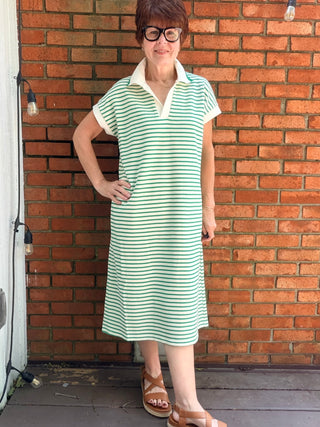 she and sky striped dress She+Sky White and Ruby Striped Sleeveless Midi Dress