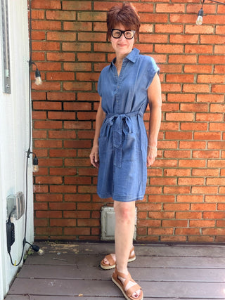 Be Cool Annalise Mini Denim Look Dress - Medium Wash