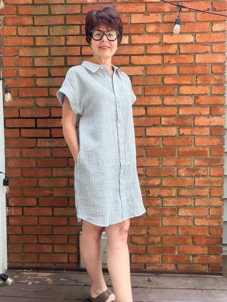 Crescent Dress - Sailor Blue Stripe-Dresses & RompersThread & Supply Crescent Dress - Sailor Blue Stripe | VerClare Boutique-Shop the Thread & Supply Crescent Dress in Sailor Blue Stripe. Soft knit, sleeveless, easy pull-on, relaxed everyday silhouette. Sizes S–L.-VerClare Boutique