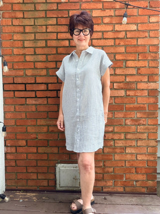 Crescent Dress - Sailor Blue Stripe-Dresses & RompersThread & Supply Crescent Dress - Sailor Blue Stripe | VerClare Boutique-Shop the Thread & Supply Crescent Dress in Sailor Blue Stripe. Soft knit, sleeveless, easy pull-on, relaxed everyday silhouette. Sizes S–L.-VerClare Boutique