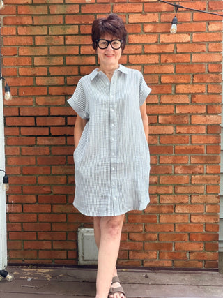 Crescent Dress - Sailor Blue Stripe-Dresses & RompersThread & Supply Crescent Dress - Sailor Blue Stripe | VerClare Boutique-Shop the Thread & Supply Crescent Dress in Sailor Blue Stripe. Soft knit, sleeveless, easy pull-on, relaxed everyday silhouette. Sizes S–L.-VerClare Boutique