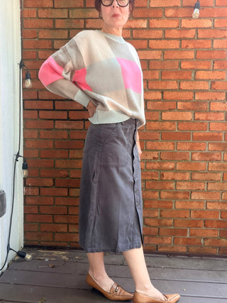 Pyrah Tencel Button Skirt - 3 Colors-BottomsPyrah Tencel Button Skirt | Cocoa, Charcoal & Mauve – Be Cool | VerClare Boutique-Shop the Be Cool Pyrah Tencel Button Skirt — garment-washed Tencel blend, paneled silhouette, true to size. Cocoa, Dark Charcoal & Mauve. Sizes S–L.-VerClare Boutique