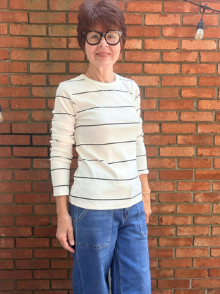 Alder Top - Ivory/Black-Tops Basic SolidAlder Top | Ivory/Black Soft Knit Long-Sleeve – Thread & Supply | VerClare Boutique-Shop the Thread & Supply Alder Top in Ivory/Black — a super-soft rayon blend crew neck with a relaxed fit. Sizes S–XL. Ships fast from VerClare Boutique.-VerClare Boutique
