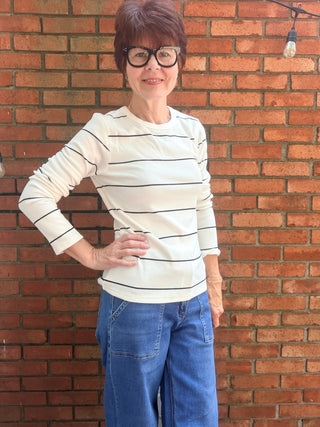 Alder Top - Ivory/Black-Tops Basic SolidAlder Top | Ivory/Black Soft Knit Long-Sleeve – Thread & Supply | VerClare Boutique-Shop the Thread & Supply Alder Top in Ivory/Black — a super-soft rayon blend crew neck with a relaxed fit. Sizes S–XL. Ships fast from VerClare Boutique.-VerClare Boutique