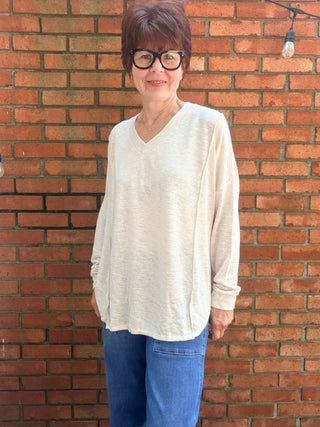 Linden Long Sleeve Top - 3 Colors-Tops Basic SolidLinden Long Sleeve Top | Natural, Navy & Seagrass V-Neck – Wasabi & Mint | VerClare Boutique-Shop the Wasabi & Mint Linden Long Sleeve Top — V-neck, relaxed fit, 62% rayon blend. Available in Natural, Navy & Seagrass. Sizes S–L. Ships fast.-VerClare Boutique