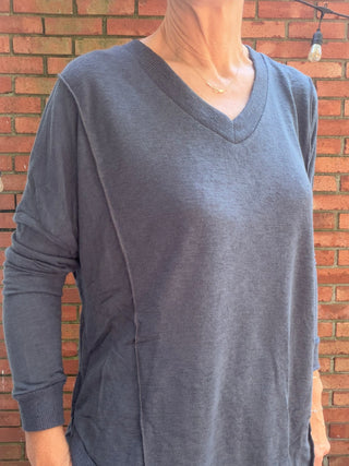 Linden Long Sleeve Top - 3 Colors-Tops Basic SolidLinden Long Sleeve Top | Natural, Navy & Seagrass V-Neck – Wasabi & Mint | VerClare Boutique-Shop the Wasabi & Mint Linden Long Sleeve Top — V-neck, relaxed fit, 62% rayon blend. Available in Natural, Navy & Seagrass. Sizes S–L. Ships fast.-VerClare Boutique