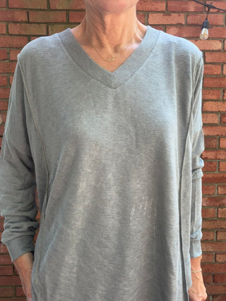 Linden Long Sleeve Top - 3 Colors-Tops Basic SolidLinden Long Sleeve Top | Natural, Navy & Seagrass V-Neck – Wasabi & Mint | VerClare Boutique-Shop the Wasabi & Mint Linden Long Sleeve Top — V-neck, relaxed fit, 62% rayon blend. Available in Natural, Navy & Seagrass. Sizes S–L. Ships fast.-VerClare Boutique