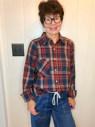 Francine Oversize Button Down-Tops CasualOversized Flannel Button-Down Shirt | VerClare Boutique-Shop the Francine oversized flannel button-down with a soft brushed feel, chest pocket, and longer layering length. Available in sizes S, M, and L.-VerClare Boutique