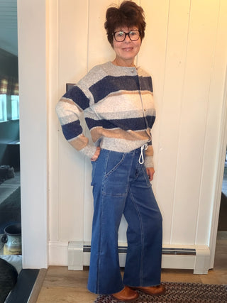 Ruthie High Rise Drawstring Baggy Wide Jeans-JeansHigh Rise Drawstring Wide Leg Jeans | VerClare Boutique-Shop Ruthie high rise drawstring jeans with a relaxed baggy fit, wide leg, and raw hem. Effortless denim for casual everyday outfits.-VerClare Boutique