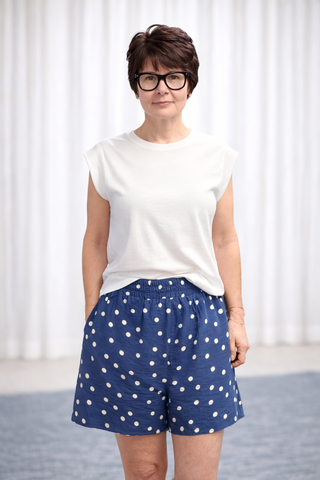 Lucille Woven Polka Dot Print Shorts - Dusty Blue-BottomsLucille Woven Polka dot Print Shorts - Dusty Blue | VerClare Boutique | Jenison MI -Woven Polka dot Print Shorts are a lightweight woven polka-dot short featuring elastic waist and side pockets. Free US shipping from VerClare Boutique.-VerClare Boutique