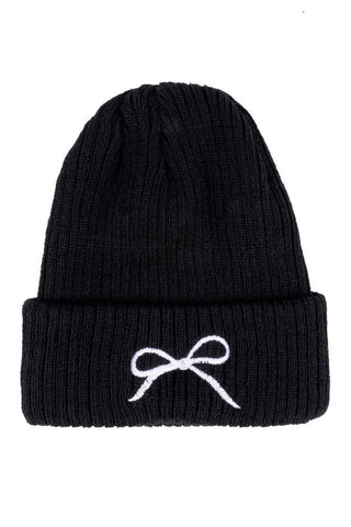 Coquette Bow Embroidered Knitted Beanie - 3 Colors-Accessories-VerClare Boutique