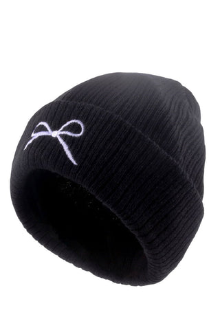 Coquette Bow Embroidered Knitted Beanie - 3 Colors-Accessories-VerClare Boutique