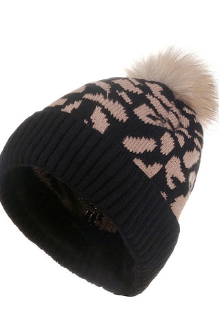 Leopard Pattern Knit Beanie-Accessories-VerClare Boutique