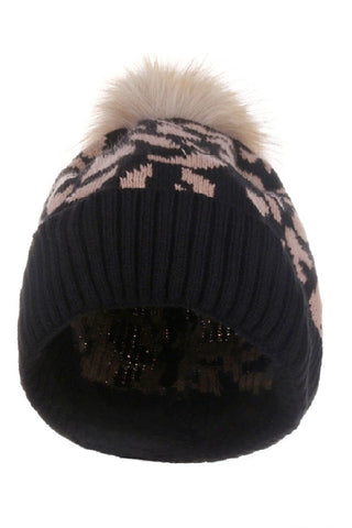 Leopard Pattern Knit Beanie-Accessories-VerClare Boutique