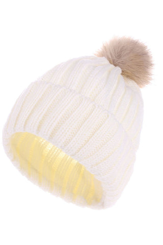 Ribbed Knitted Pom Pom Beanie - 3 Colors-Accessories-VerClare Boutique