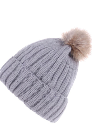 Ribbed Knitted Pom Pom Beanie - 3 Colors-Accessories-VerClare Boutique