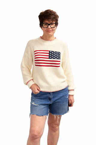 American Flag Sweater - White-SweatersAmerican Flag Sweater - White | VerClare Boutique | Jenison MI -Show your stripes — literally. The By Together American Flag Sweater in White is a fun, feel-good piece that brings a little patriotic spirit to your everyday wardrobe. Crafted in a soft knit with a classic American flag design, this sweater is casual enough for weekend wear but styled enough to make a statement. Free US shipping from VerClare Boutique on eligible orders.-VerClare Boutique