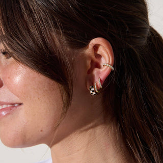 Black & White Checkered Enamel Huggies-Accessories-VerClare Boutique