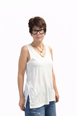 The California Tank - White-Tops Basic SolidThe California Tank - White | VerClare Boutique | Jenison MI -The California Tank is a beautiful soft cotton knit sleeveless tank featuring a classic crew neckline, a relaxed silhouette, and an effortlessly versatile design. Free US shipping on eligible orders. -VerClare Boutique