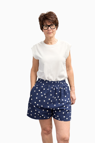 Lucille Woven Polka Dot Print Shorts - Dusty Blue-BottomsLucille Woven Polka dot Print Shorts - Dusty Blue | VerClare Boutique | Jenison MI -Woven Polka dot Print Shorts are a lightweight woven polka-dot short featuring elastic waist and side pockets. Free US shipping from VerClare Boutique.-VerClare Boutique