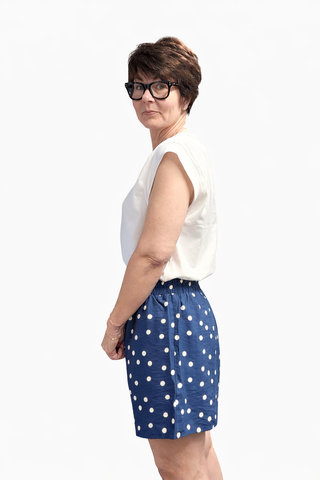 Lucille Woven Polka Dot Print Shorts - Dusty Blue-BottomsLucille Woven Polka dot Print Shorts - Dusty Blue | VerClare Boutique | Jenison MI -Woven Polka dot Print Shorts are a lightweight woven polka-dot short featuring elastic waist and side pockets. Free US shipping from VerClare Boutique.-VerClare Boutique